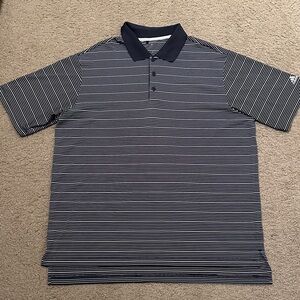 Adidas Climalite Mens Short Sleeve Golf Polo Shirt Navy White Striped Size XXL